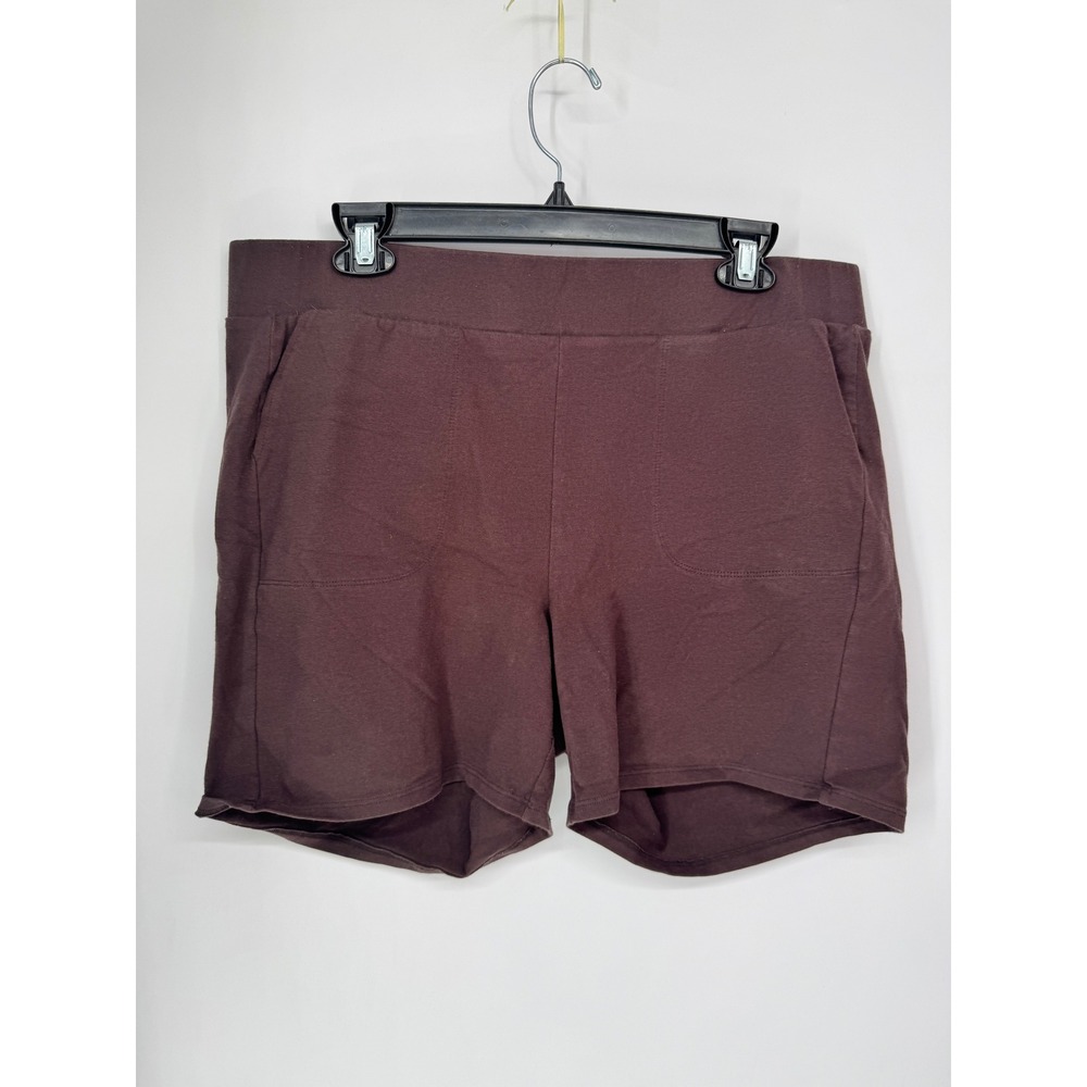 Torrid Knit Shorts Women 3X Brown Good Elastic Waist Side Pockets Cotton Stretch